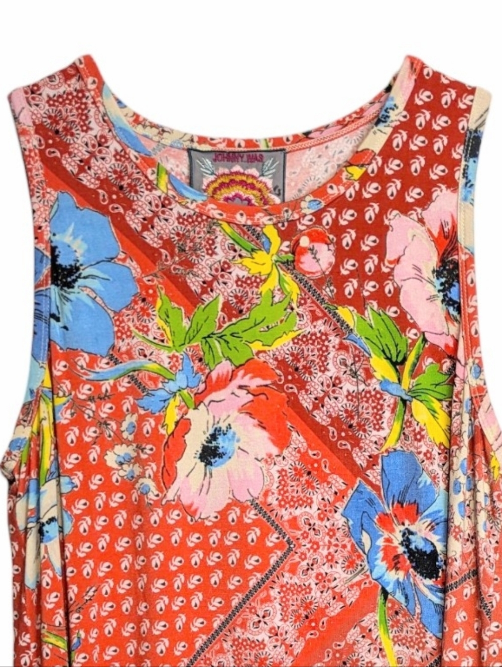 Johnny Was Martha Swing Tank Floral Patchwork Bamboo Blend Sleeveless Small F389 - Picture 7 of 11